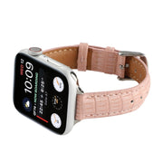 For Apple Watch Series 7 45mm Slim Crocodile Leather Watch Band(Pink)