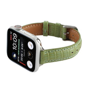 For Apple Watch 38mm Slim Crocodile Leather Watch Band(Light Green)