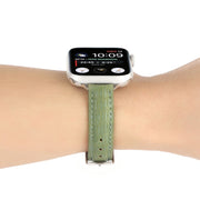 For Apple Watch 38mm Slim Crocodile Leather Watch Band(Light Green)