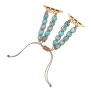 For Apple Watch SE 44mm Heart Stones Drawstring Chain Watch Band(Blue)