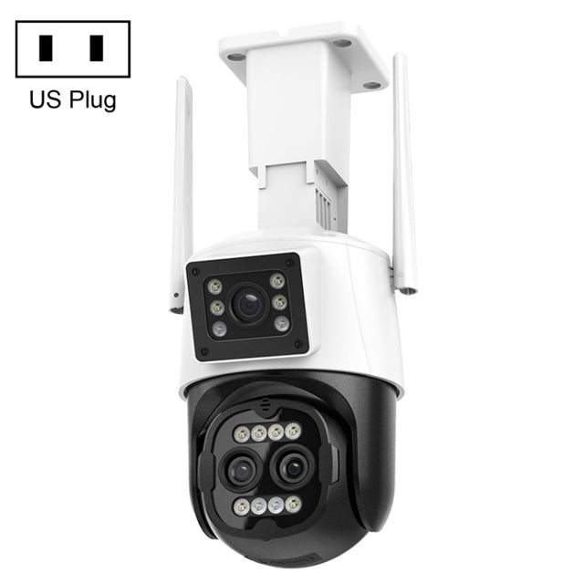 QX103 Humanoid Recognition AI Alarm WiFi Dome Triple IP Camera(US Plug)