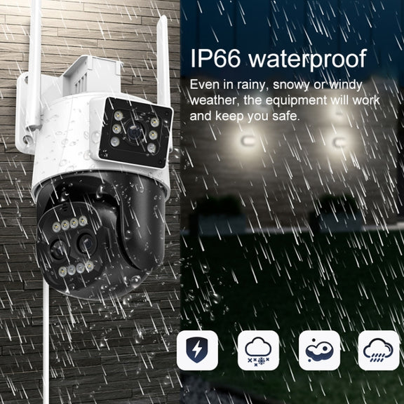 QX103 Humanoid Recognition AI Alarm WiFi Dome Triple IP Camera(US Plug)