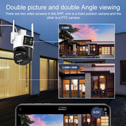 QX103 Humanoid Recognition AI Alarm WiFi Dome Triple IP Camera(US Plug)
