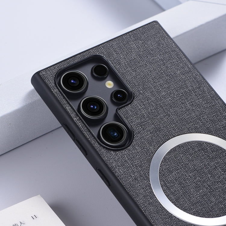 For Samsung Galaxy S24 Ultra 5G Magsafe Magnetic Ring Cloth Texture Phone Case(Black)