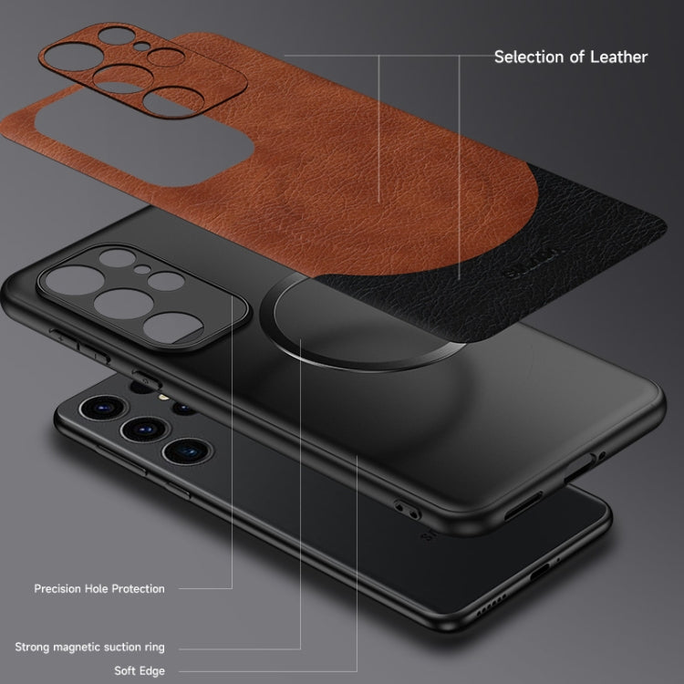 For Samsung Galaxy S24 Ultra 5G SULADA Stitching Leather MagSafe Magnetic Phone Case(Brown)