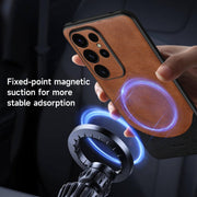 For Samsung Galaxy S24 Ultra 5G SULADA Stitching Leather MagSafe Magnetic Phone Case(Brown)