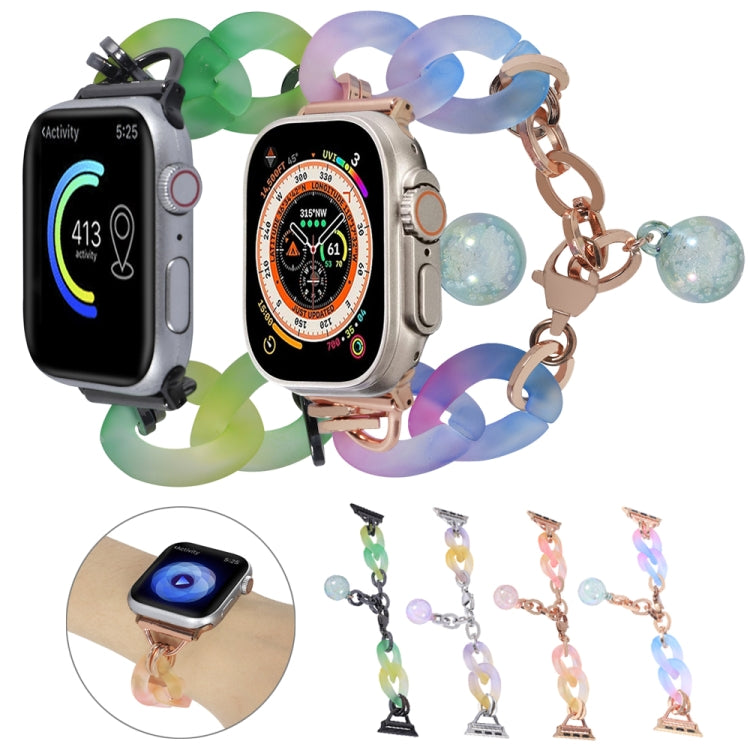 For Apple Watch Series 8 41mm Gradient Resin Chain Watch Band(Green)