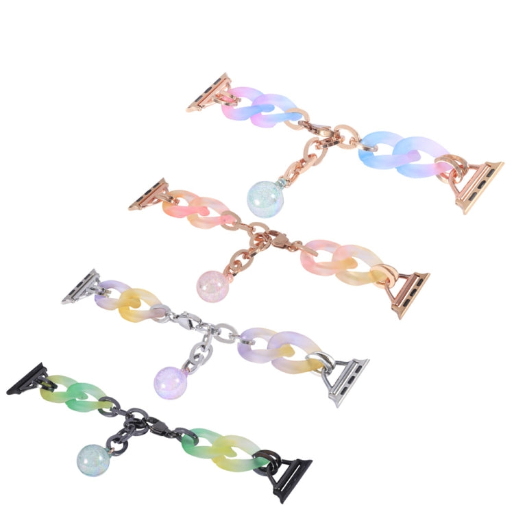 For Apple Watch 42mm Gradient Resin Chain Watch Band(Purple)