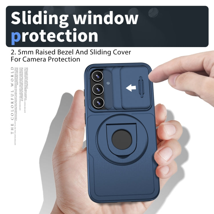 For Samsung Galaxy S23 FE 5G Camshield MagSafe Ring Holder Armor Phone Case(Blue)