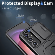 For Samsung Galaxy S23 5G Camshield MagSafe Ring Holder Armor Phone Case(Black)