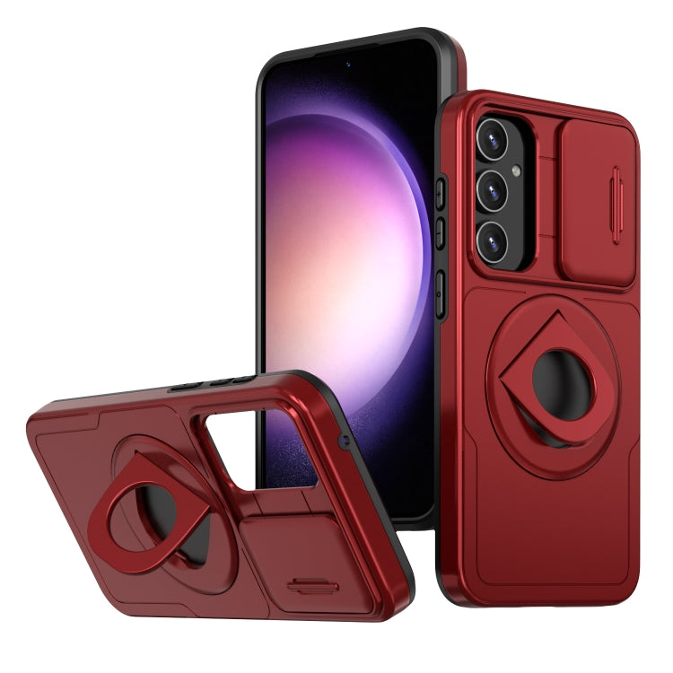 For Samsung Galaxy S23 5G Camshield MagSafe Ring Holder Armor Phone Case(Red)