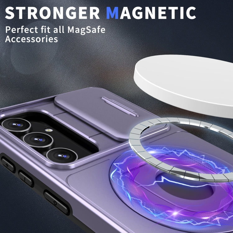 For Samsung Galaxy S22+ 5G Camshield MagSafe Ring Holder Armor Phone Case(Puple)