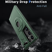 For Samsung Galaxy S22 Ultra 5G Camshield MagSafe Ring Holder Armor Phone Case(Deep Green)