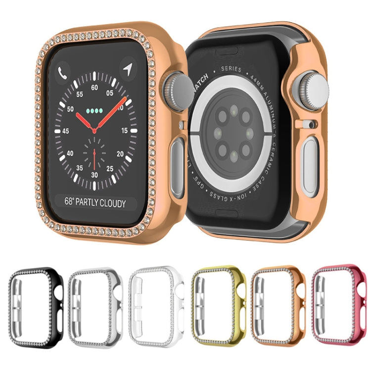 For Apple Watch Series 3 / 2 / 1 38mm Plating Row Diamond Hollow PC Watch Case(Rose Gold)