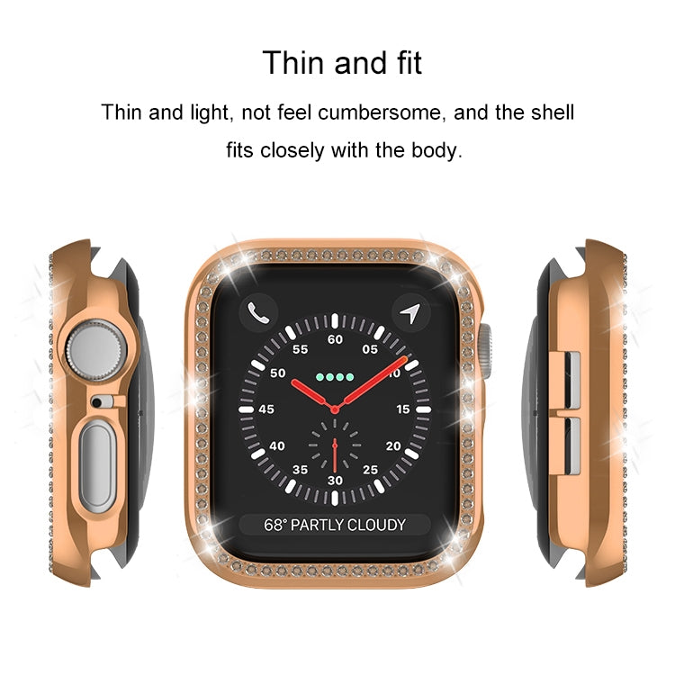 For Apple Watch Series 3 / 2 / 1 38mm Plating Row Diamond Hollow PC Watch Case(Rose Gold)