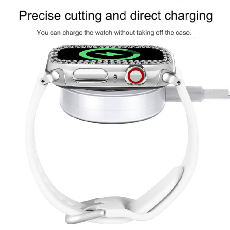 For Apple Watch Series 9 / 8 / 7 45mm Plating Dual-Row Diamond Hollow PC Watch Case(Gold)