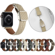 For Apple Watch Series 7 41mm Rhombus Pattern Magnetic Square Buckle Leather Watch Band(Red)