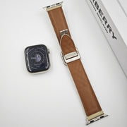 For Apple Watch Series 2 42mm Rhombus Pattern Magnetic Square Buckle Leather Watch Band(Red)