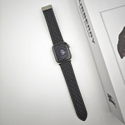 For Apple Watch Ultra 2 49mm Rhombus Pattern Magnetic Folding Buckle Leather Watch Band(Black)