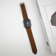 For Apple Watch Series 4 44mm Rhombus Pattern Magnetic Folding Buckle Leather Watch Band(Dark Brown)