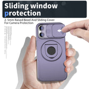 For iPhone 15 Pro Camshield MagSafe Ring Holder Armor Phone Case(Purple)