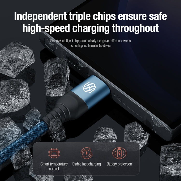Nillkin Swift Pro 1m 3 in 1 USB to 8 Pin + Type-C + Micro USB Fast Charging Cable(Blue)