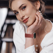 For Apple Watch Series 7 45mm Butterfly Flower Embossed Silicone Watch Band(Brick Red)