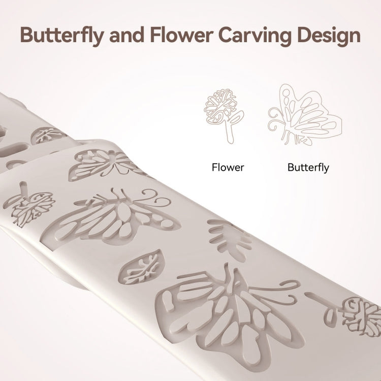 For Apple Watch Series 6 44mm Butterfly Flower Embossed Silicone Watch Band(Starlight)