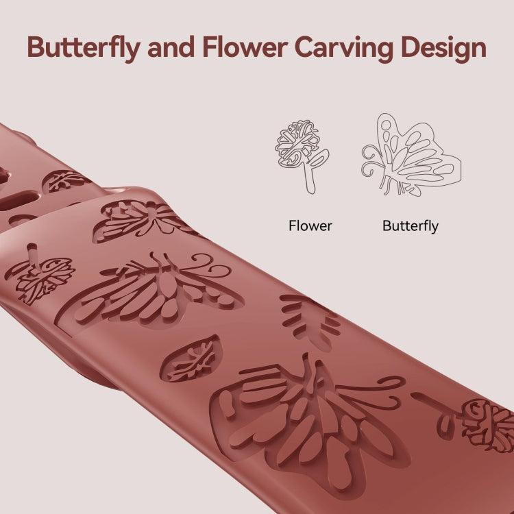 For Apple Watch Series 5 40mm Butterfly Flower Embossed Silicone Watch Band(Brick Red)