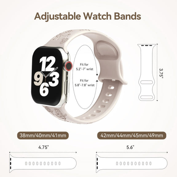 For Apple Watch Series 4 44mm Butterfly Flower Embossed Silicone Watch Band(Starlight)