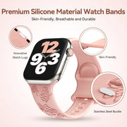 For Apple Watch Series 2 38mm Butterfly Flower Embossed Silicone Watch Band(Retro Rose)