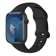 For Apple Watch SE 44mm Rose Embossed Silicone Watch Band(Black)