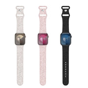 For Apple Watch 42mm Rose Embossed Silicone Watch Band(Starlight)
