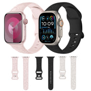 For Apple Watch 38mm Rose Embossed Silicone Watch Band(Pink)