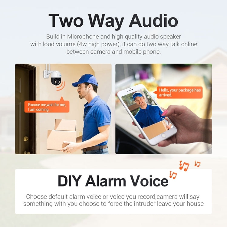 ESCAM QF518 5MP Smart WiFi IP Camera, Support AI Humanoid Detection / Auto Tracking / Dual Light Night Vision / Cloud Storage / Two Way Audio / TF Card, Plug:EU Plug(White)