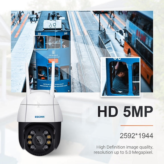 ESCAM QF518 5MP Smart WiFi IP Camera, Support AI Humanoid Detection / Auto Tracking / Dual Light Night Vision / Cloud Storage / Two Way Audio / TF Card, Plug:EU Plug(White)