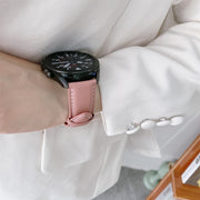 For Samsung Galaxy Watch3 41mm Leather Silver Buckle Watch Band(Pink)