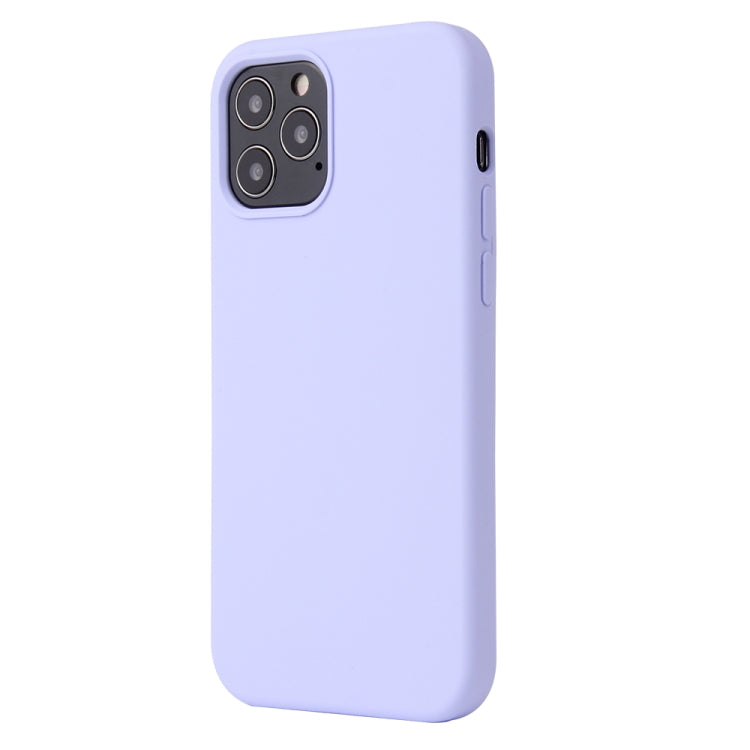 For iPhone 12 / 12 Pro Solid Color Liquid Silicone Shockproof Protective Case(Light Purple)
