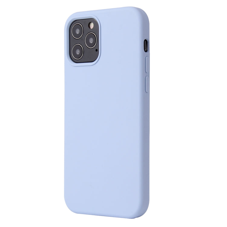 For iPhone 12 / 12 Pro Solid Color Liquid Silicone Shockproof Protective Case(Lilac Purple)