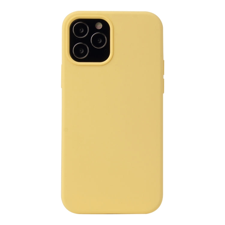 For iPhone 12 / 12 Pro Solid Color Liquid Silicone Shockproof Protective Case(Yellow)