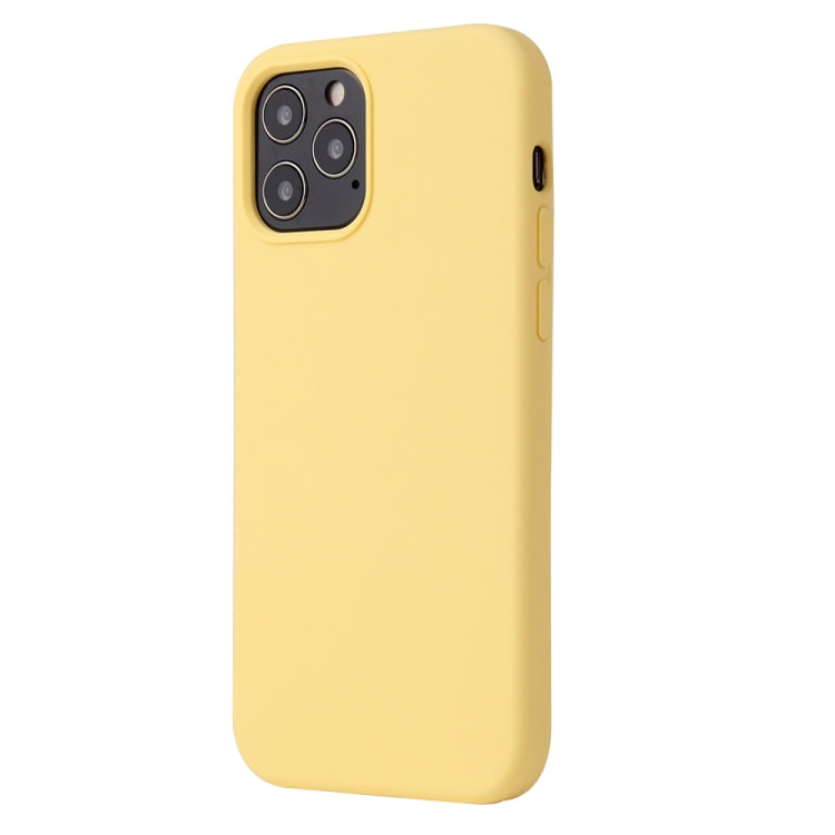 For iPhone 12 / 12 Pro Solid Color Liquid Silicone Shockproof Protective Case(Yellow)
