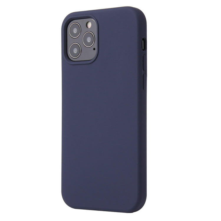 For iPhone 12 / 12 Pro Solid Color Liquid Silicone Shockproof Protective Case(Midnight Blue)