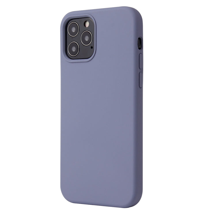 For iPhone 12 / 12 Pro Solid Color Liquid Silicone Shockproof Protective Case(Lavender Grey)