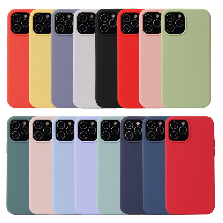 For iPhone 12 / 12 Pro Solid Color Liquid Silicone Shockproof Protective Case(Lavender Grey)