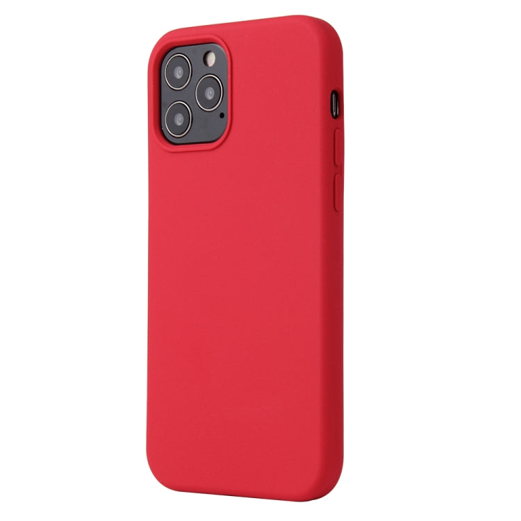For iPhone 12 / 12 Pro Solid Color Liquid Silicone Shockproof Protective Case(Carmine)