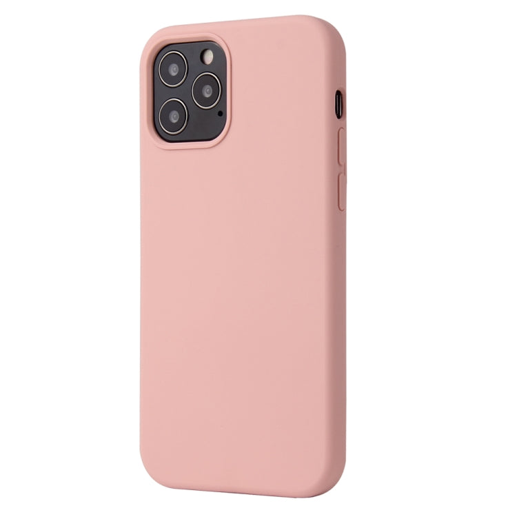 For iPhone 12 / 12 Pro Solid Color Liquid Silicone Shockproof Protective Case(Sakura Pink)