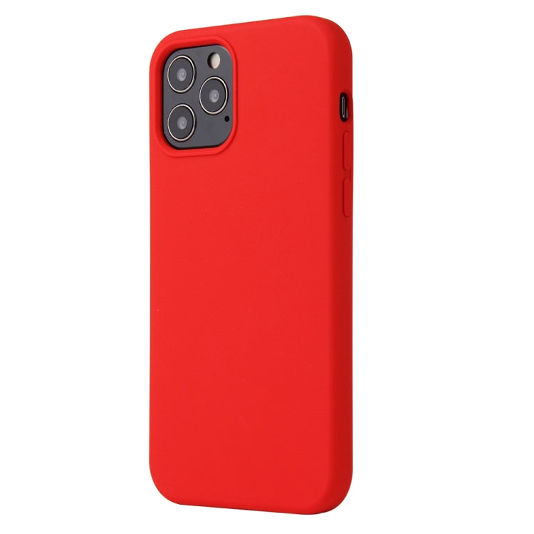 For iPhone 12 / 12 Pro Solid Color Liquid Silicone Shockproof Protective Case(Country Red)