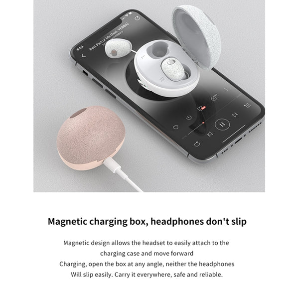 Calante T2S 5D Sound Effect Bluetooth 5.0 Wireless Bluetooth Earphone with Magnetic Charging Box, Support Call & Siri(Cherry Blossom Pink)