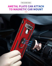 For LG K61 Shockproof TPU + PC Protective Case with 360 Degree Rotating Holder(Silver)