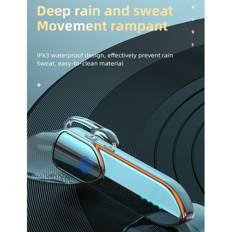 V19S Bluetooth 5.0 Business Style Fingerprint Touch Bluetooth Earphone(Silver)